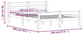 vidaXL Πλαίσιο Κρεβατιού 140 x 200 εκ. από Μασίφ Ξύλο Πεύκου