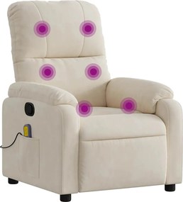 vidaXL Πολυθρόνα Μασάζ Ανακλινόμενη Μπεζ από Ύφασμα Μικροϊνών