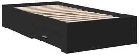 vidaXL Πλαίσιο Κρεβατιού με Συρτάρια Μαύρο 100x200 εκ Επεξεργ. Ξύλο