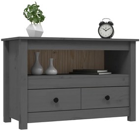 vidaXL Έπιπλο Τηλεόρασης Γκρι 79x35x52 εκ. από Μασίφ Ξύλο Πεύκου