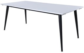 Τραπέζι Dallas 1718, Άσπρο, Μαύρο, 76x90x195cm, Επιμήκυνση, Ινοσανίδες μέσης πυκνότητας, HPL, Μέταλλο | Epipla1.gr