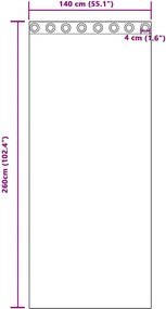 vidaXL Κουρτίνα βυσσινί 2 pcs Λευκό 260 x 140 εκ. Πολυεστέρας