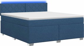 vidaXL Κρεβάτι Box Spring με Στρώμα και LED Μπλε 140 x 190 cm Ύφασμα