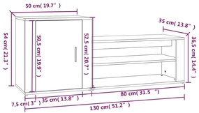 Παπουτσοθήκη Γκρι Sonoma 130x35x54 εκ. από Επεξεργασμένο Ξύλο - Γκρι