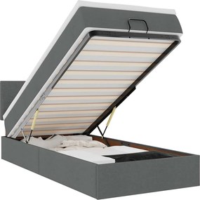 vidaXL Οθωμανικό κρεβάτι με στρώμα σκούρο γκρι 100x200cm ύφασμα