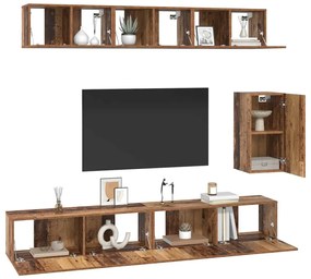 vidaXL Σετ επίπλου τηλεόρασης Επιτοίχιο 6 pcs Παλαιό ξύλο