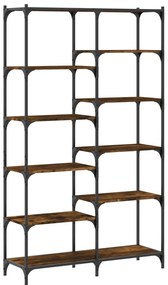 vidaXL Βιβλιοθήκη Καπνιστή Δρυς 100x32x170 εκ. Επεξεργ. Ξύλο / Σίδηρος
