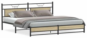 vidaXL Σκελετός Κρεβ. Χωρίς Στρώμα Sonoma Δρυς 193x203 εκ. Μεταλλικό