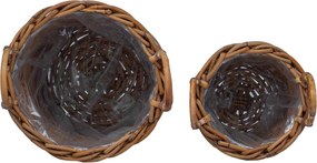 vidaXL Καλάθι Φυτευτή με αποθήκευση 2 pcs Καφέ Ρατάν Κούμπου