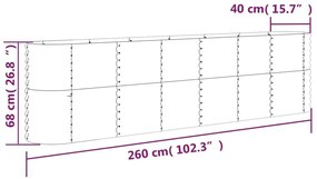 Ζαρντινιέρα Καφέ 260x40x68 εκ. Ατσάλι με Ηλεκτρ. Βαφή Πούδρας - Καφέ