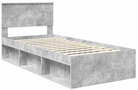vidaXL Σκελετός Κρεβατιού Γκρι Μπετόν 100 x 200 cm Επεξεργασμένο ξύλο