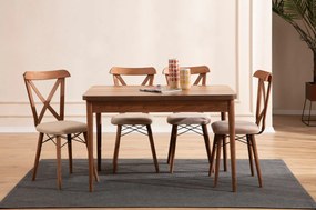 Extendable Dining Table &amp; Chairs Set (5 Pieces) Cenova - Brown Brown