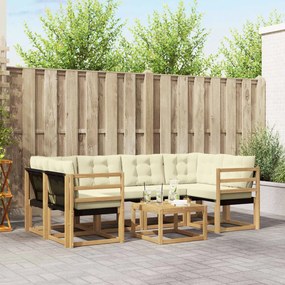 vidaXL Σειρά Καναπέ Εξωτερικού με μαξιλάρι 7 pcs Λευκό και Κρεμ