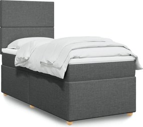 vidaXL Κρεβάτι Boxspring με Στρώμα Σκούρο Γκρι 90x200 εκ. Υφασμάτινο