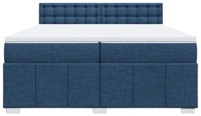 vidaXL Κρεβάτι Boxspring με Στρώμα Μπλε 200x200 εκ. Υφασμάτινο