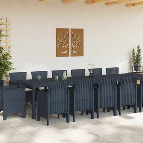 vidaXL Σέτ φαγητού για κήπο 15 pcs Ανθρακί Rattan Polt