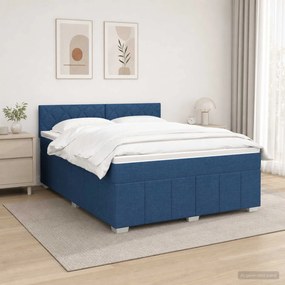 vidaXL Κρεβάτι box spring με στρώμα Μπλε 140 x 190 cm Ύφασμα