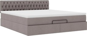 VidaXL Οθωμανικό κρεβάτι με στρώμα & LEDs Taupe 160x200cm ύφασμα