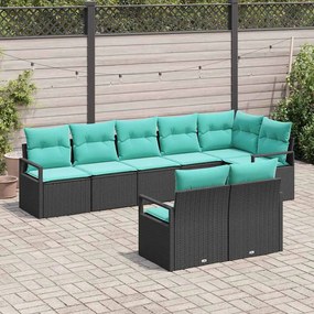 vidaXL Σετ Καναπέ 8 pcs Μαύρο συνθετικό ρατάν