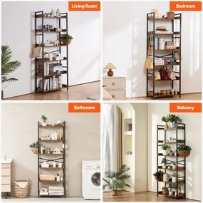 VEVOR Metal Bookshelf Rustic Bookshelf 6-Tier for Living room Bedroom &amp; Office