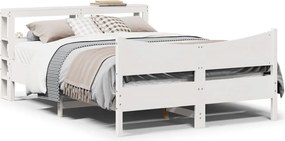 vidaXL Πλαίσιο Κρεβατιού Κεφαλάρι Λευκό 150x200εκ Μασίφ Πεύκο