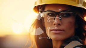 Intra Συλλεκτικό Ξύλινο Παζλ Plywood 4mm - Νεαρή γυναίκα με πορτοκαλί σκληρό καπέλο και γυαλιά Σε Ξύλινο Κουτί - Διαστάσεις Puzzle: 10x10 cm – 25 κομμάτια