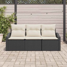 vidaXL Σετ Καναπέ Κήπου 3 pcs Μαύρο και Λευκό συνθετικό ρατάν