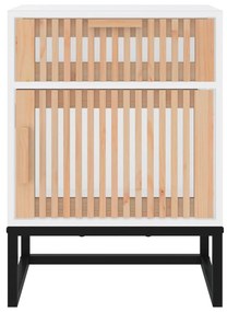 VidaXL Κομοδίνο Λευκό 40x30x55,5 εκ. από Επεξεργασμένο Ξύλο & Σίδερο