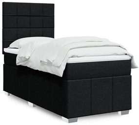vidaXL Κρεβάτι Boxspring με Στρώμα Μαύρο 80 x 200 εκ. Υφασμάτινο