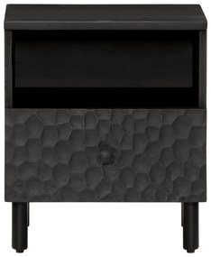 vidaXL Κομοδίνα 2 τεμ. Μαύρα 40 x 33 x 46 εκ. από Μασίφ Ξύλο Μάνγκο