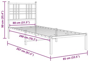 ΠΛΑΙΣΙΟ ΚΡΕΒΑΤΙΟΥ ΜΕ ΚΕΦΑΛΑΡΙ ΛΕΥΚΟ 80 X 200 ΕΚ. ΜΕΤΑΛΛΙΚΟ 376364