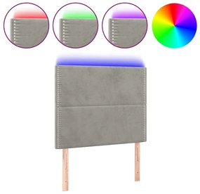 vidaXL Κεφαλάρι Κρεβατιού LED Ανοιχτό Γκρι 80x5x118/128 εκ. Βελούδινο