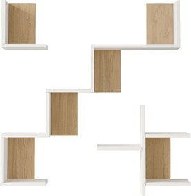 Ραφιέρα τοίχου Verso pakoworld λευκό με oak 99,4x14,5x103εκ