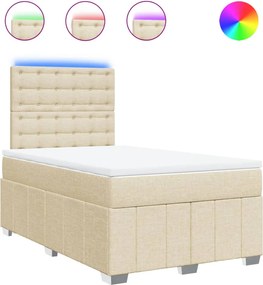 vidaXL Κρεβάτι Boxspring με Στρώμα Κρεμ 120x200 εκ. Υφασμάτινο