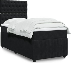 vidaXL Κρεβάτι Boxspring με Στρώμα Μαύρο 90x190 εκ. Βελούδινο