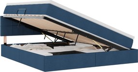 vidaXL LED Κρεβάτι αποθήκευσης με στρώμα Μπλε 160 x 200 cm Ύφασμα