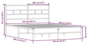 Πλαίσιο Κρεβατιού Χωρ. Στρώμα Sonoma Δρυς 140x190εκ. Επ. Ξύλο - Καφέ