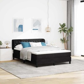 Κρεβάτι Box Spring με Στρώμα vidaXL Μαύρο 140x190 εκ. Βελούδο