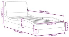 Σκελετός Κρεβατιού Χωρίς Στρώμα Αν. Γκρι 80x200 εκ. Βελούδινο - Γκρι