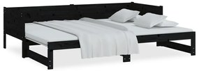 vidaXL Καναπές Κρεβάτι Συρόμενος Μαύρος 2x(80x200) εκ. από Μασίφ Πεύκο