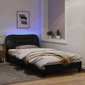 vidaXL Πλαίσιο Κρεβατιού με LED Μαύρο 100 x 200 εκ. Υφασμάτινο
