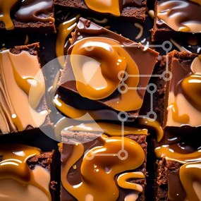 Intra Συλλεκτικό Ξύλινο Παζλ Plywood  4mm - Λαχταριστά Brownies σοκολάτας με λεία σάλτσα καραμέλας Σε Ξύλινο Κουτί - Διαστάσεις: 10x10 cm – 25 κομμάτια