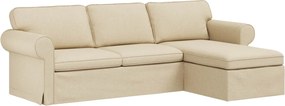 vidaXL Καναπές 210cm Κρεμ Μέταλλο