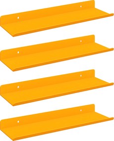 vidaXL Πλωτό ράφι 4 pcs Χαμομηλί κίτρινο 30 x 9 x 2,5 εκ Ατσάλι