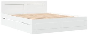 vidaXL Πλαίσιο Κρεβατιού με Κεφαλάρι Λευκό 150x200 εκ Επεξεργ. Ξύλο