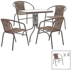 Tραπεζαρία Obbi-Watson σετ 5τεμ καφέ μέταλλο-pe rattan 80x80x70εκ 80x80x70 εκ.