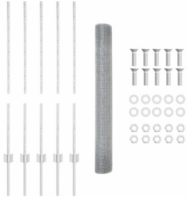 vidaXL Φράκτης με Στυλό Γαλβανισμένο ατσάλι 10 x 1 μ Ατσάλι