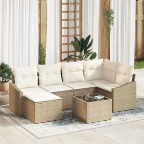 vidaXL Σετ Καναπέ Κήπου 7 τεμαχίων με Μαξιλάρια Καφέ Πολυρατάν