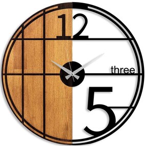 Ρολόι Τοίχου 539TNL1162 Φ56cm Walnut-Black Wallity Metal,Wood