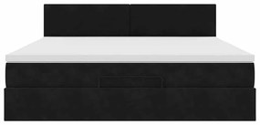 vidaXL Οθωμανικό κρεβάτι με στρώμα & LEDs Μαύρο 160x200cm Velvet